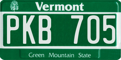 VT license plate PKB705