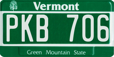 VT license plate PKB706