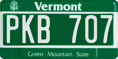 VT license plate PKB707