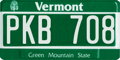 VT license plate PKB708