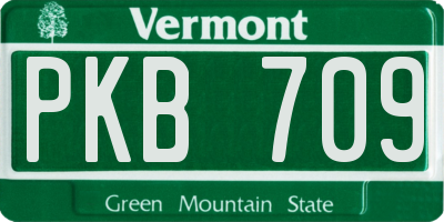 VT license plate PKB709