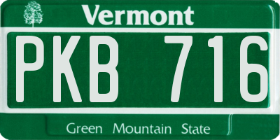 VT license plate PKB716