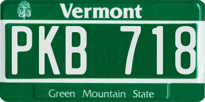VT license plate PKB718