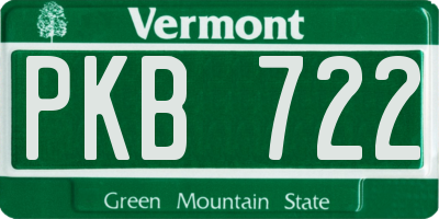 VT license plate PKB722