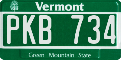 VT license plate PKB734
