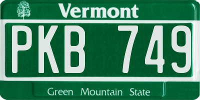 VT license plate PKB749