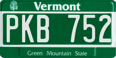 VT license plate PKB752