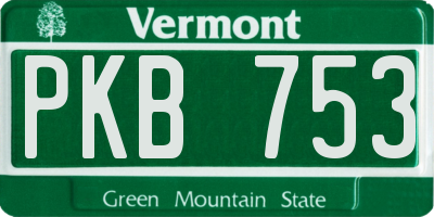 VT license plate PKB753