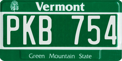 VT license plate PKB754