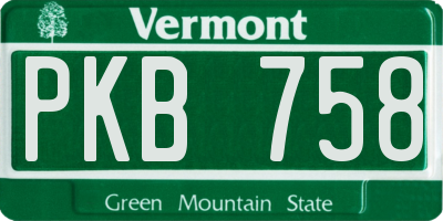 VT license plate PKB758