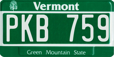 VT license plate PKB759