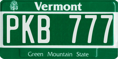 VT license plate PKB777