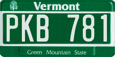 VT license plate PKB781