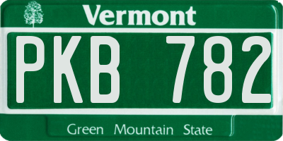VT license plate PKB782