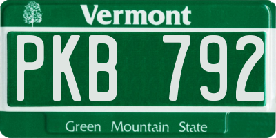 VT license plate PKB792