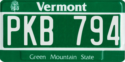 VT license plate PKB794
