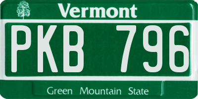 VT license plate PKB796