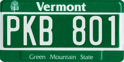 VT license plate PKB801