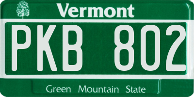 VT license plate PKB802