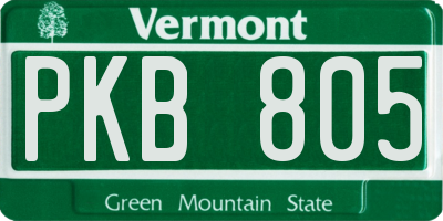 VT license plate PKB805
