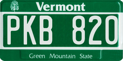 VT license plate PKB820