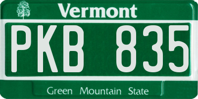 VT license plate PKB835