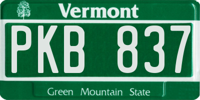 VT license plate PKB837