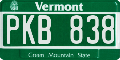 VT license plate PKB838