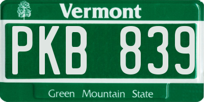 VT license plate PKB839