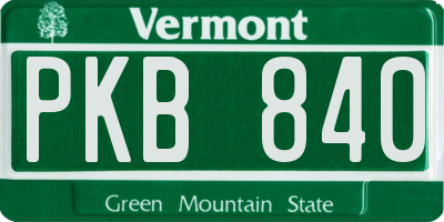 VT license plate PKB840