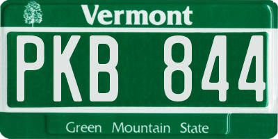 VT license plate PKB844