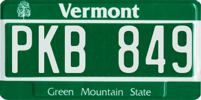 VT license plate PKB849