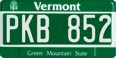 VT license plate PKB852
