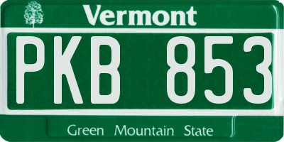 VT license plate PKB853