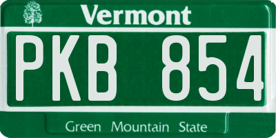 VT license plate PKB854