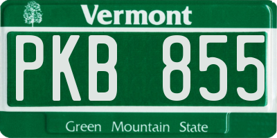 VT license plate PKB855