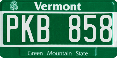 VT license plate PKB858