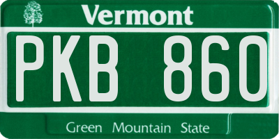 VT license plate PKB860