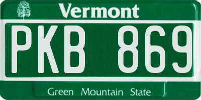 VT license plate PKB869