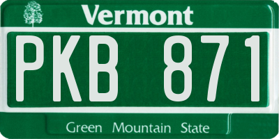 VT license plate PKB871