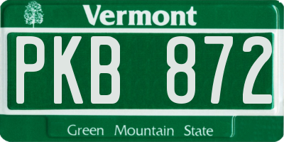 VT license plate PKB872