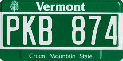 VT license plate PKB874