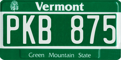 VT license plate PKB875