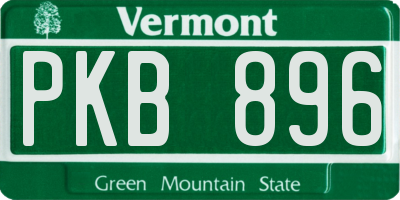 VT license plate PKB896