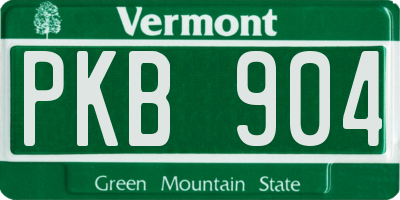 VT license plate PKB904