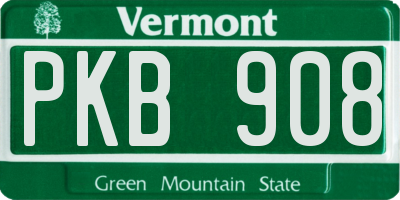 VT license plate PKB908
