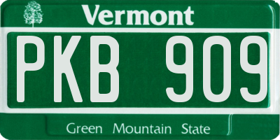 VT license plate PKB909
