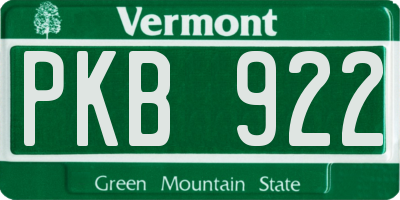 VT license plate PKB922