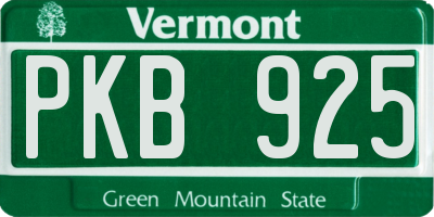 VT license plate PKB925