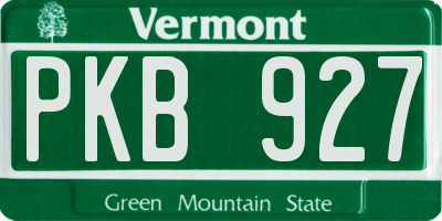 VT license plate PKB927